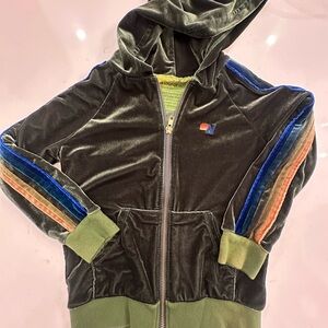 Aviator Nation Green and Blue Hoodie with Sporty Stripes